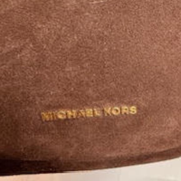 Michael Kors AUTHENTICATED Brown Suede Leather Hobo Bag Gold Chain Tassel Boho - Picture 6 of 15
